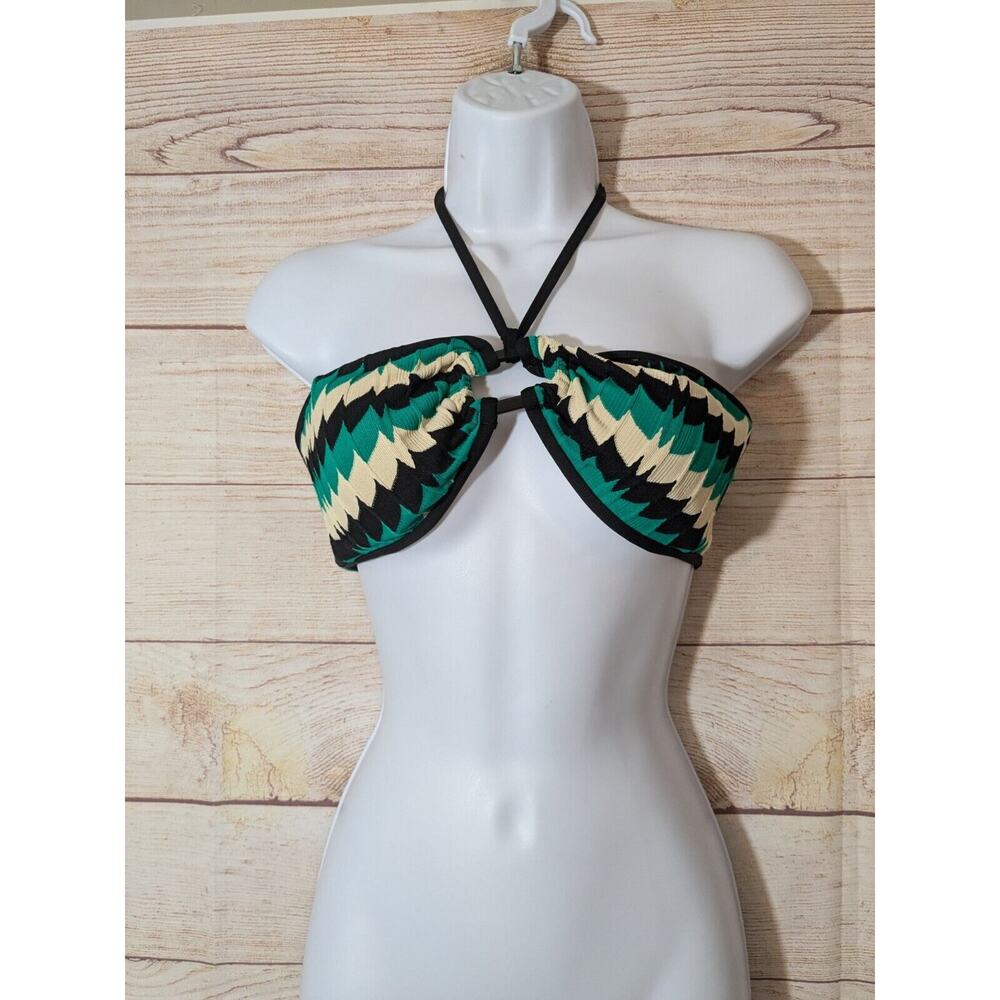 Old Navy Bikini Bra Swim Suit Top Women's M Black White Green EUC